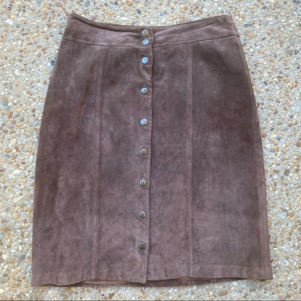 VTG Y2K Geoffrey Beene Sport Suede Button Skirt Size 2